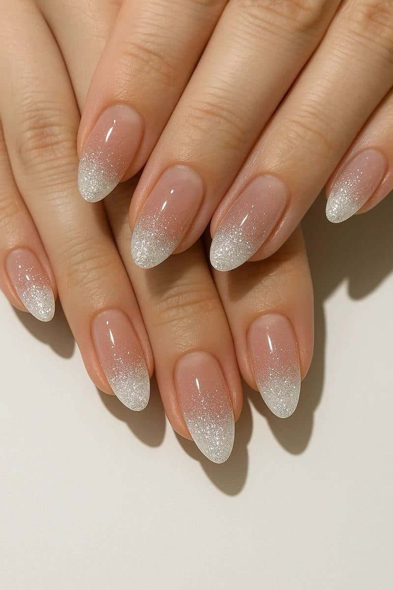 Baby Boomer, almond long nails