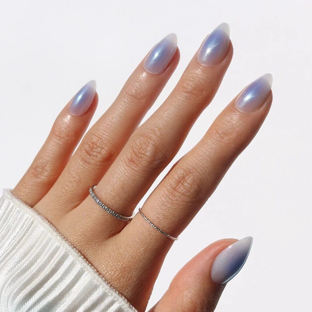 Blue Aura, almond medium nails