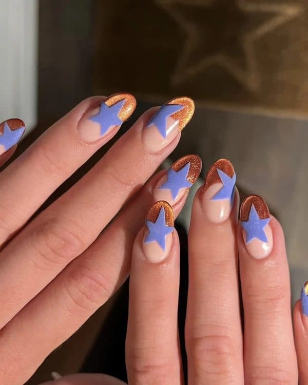 Blue Star, oval medium nails