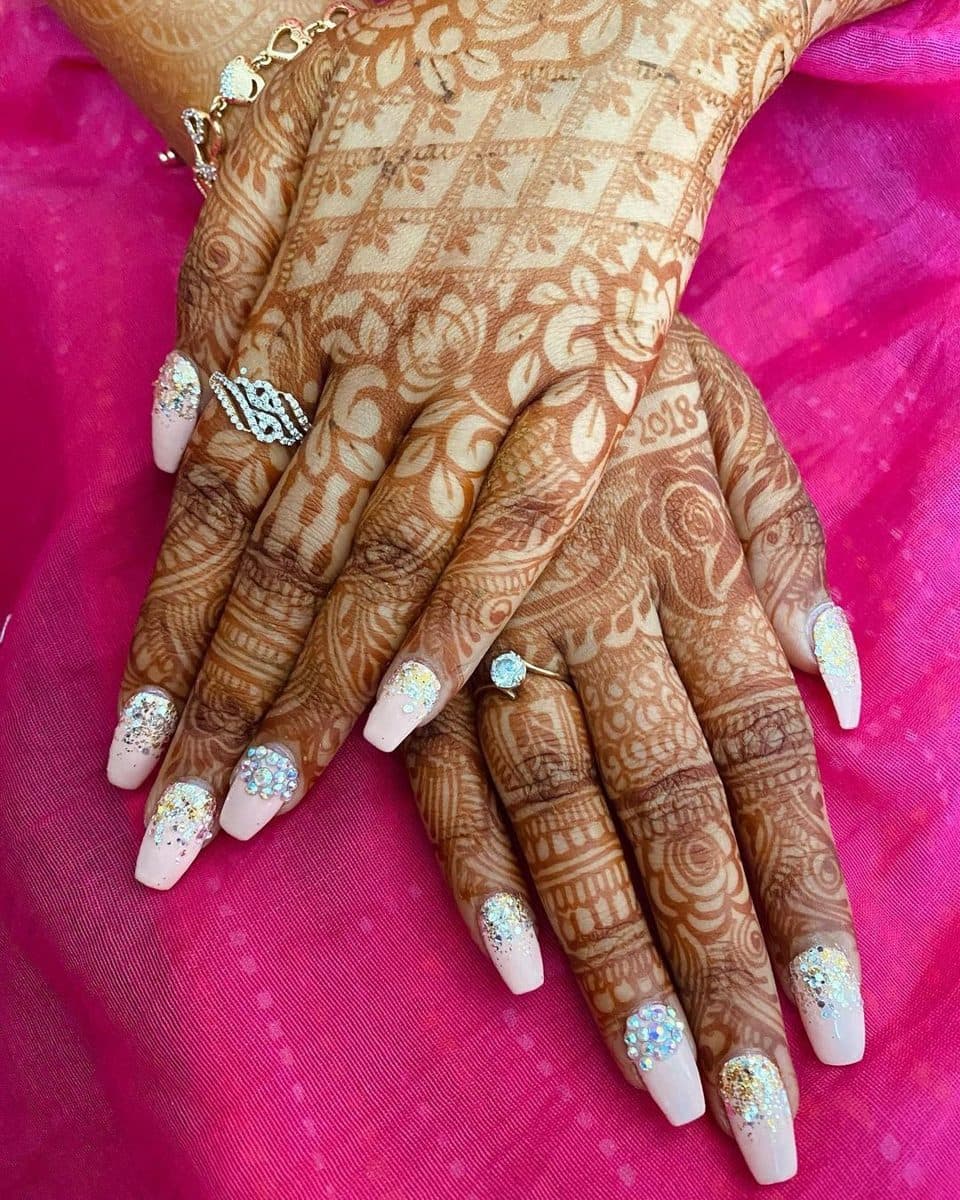 Crystal Nude, coffin long nails