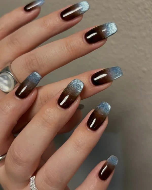 Denim Fade, almond long nails
