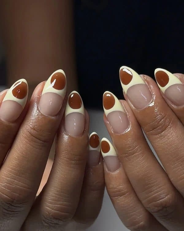 Double French, almond medium nails