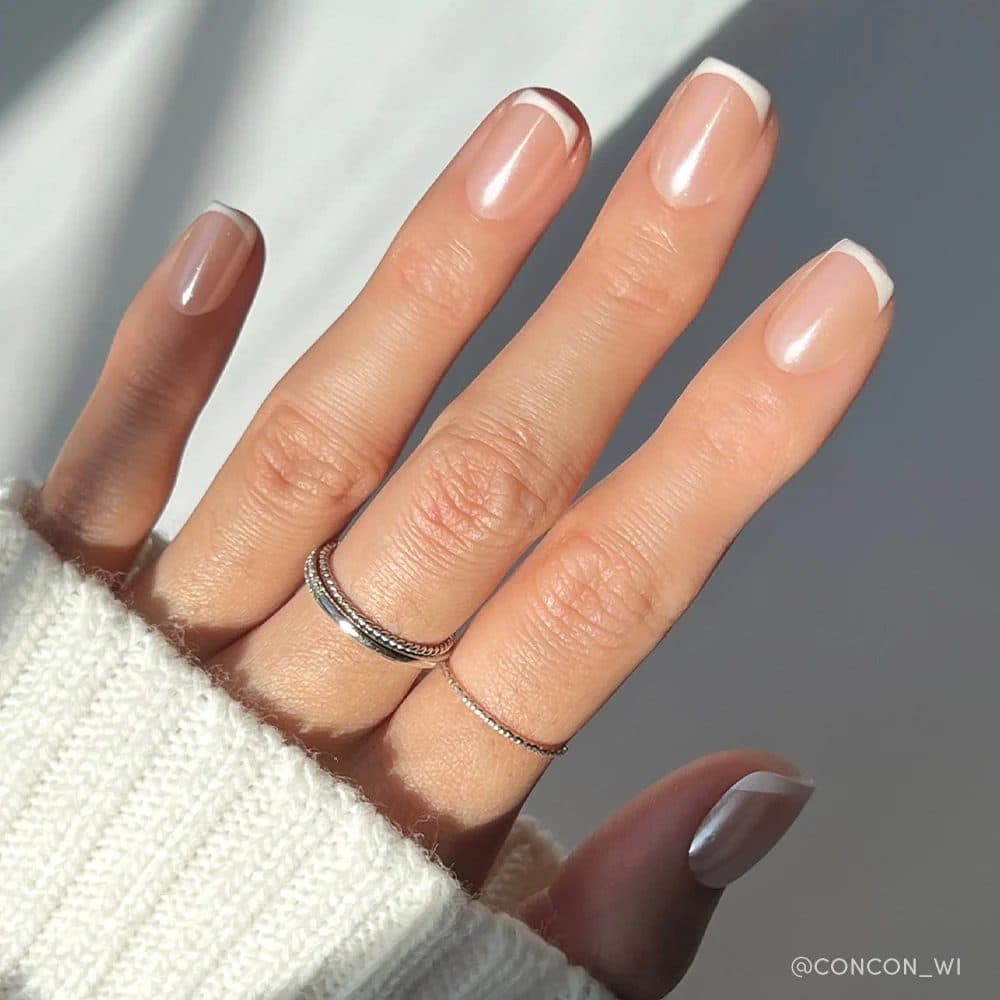 Micro French, squoval medium nails