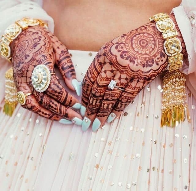 Mint Mehendi, squoval short nails