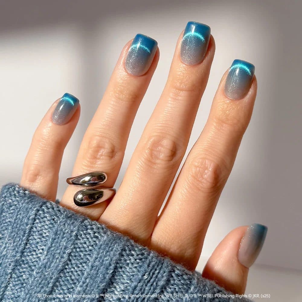 Ocean Chrome, square short nails