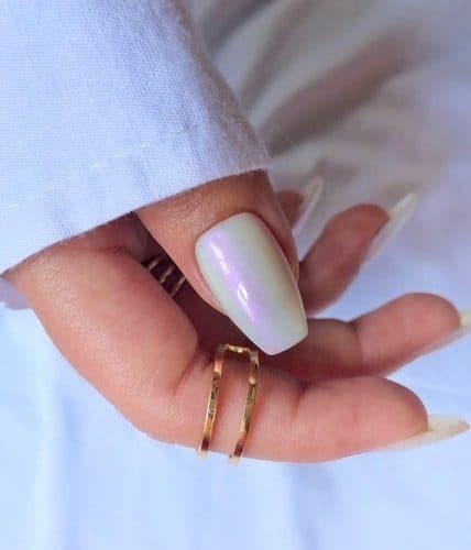 Opal, square short nails
