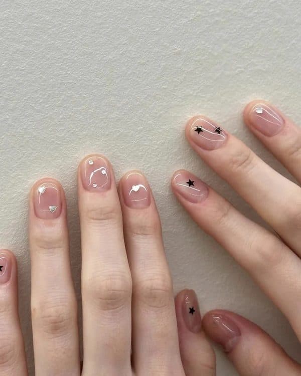 Starry Sheer, squoval short nails