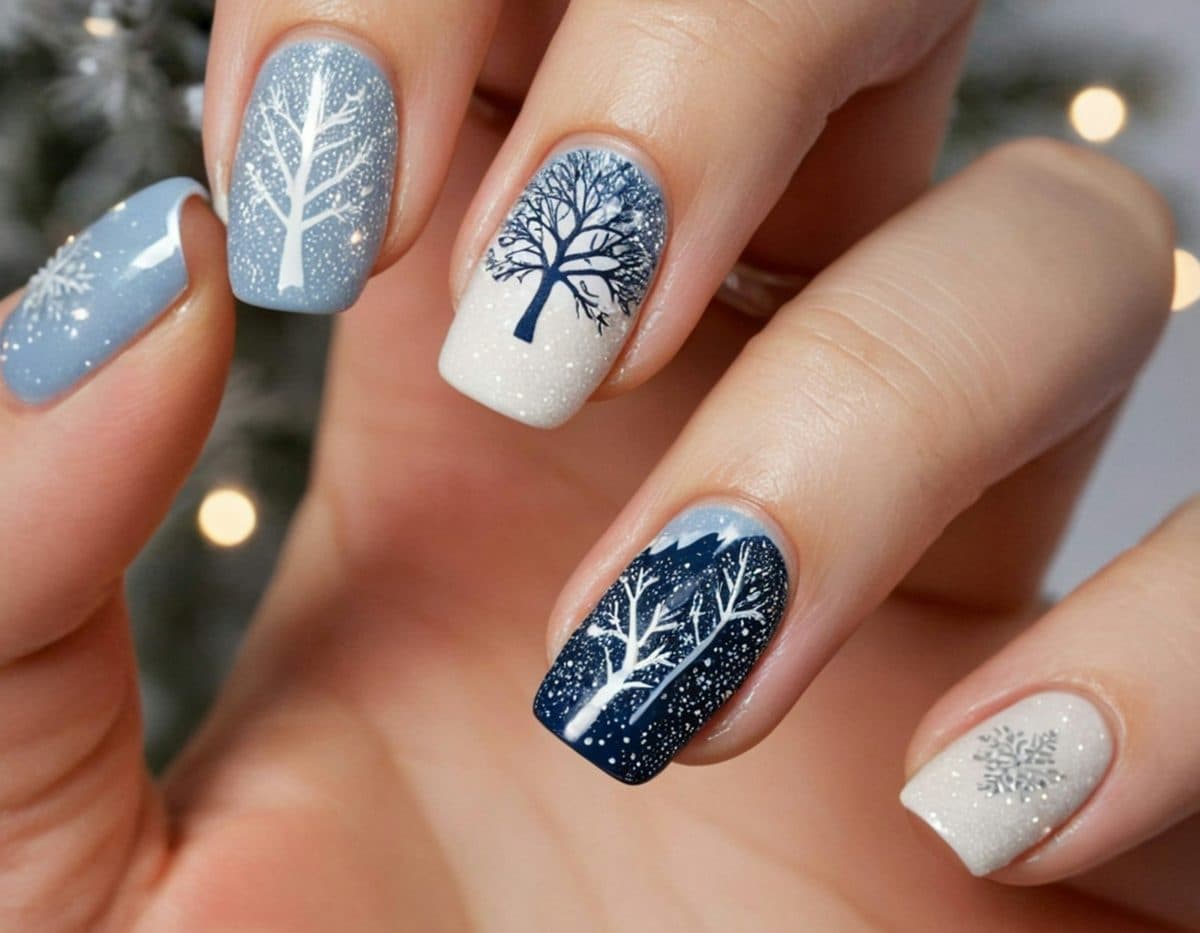 Winter Trees, square medium nails
