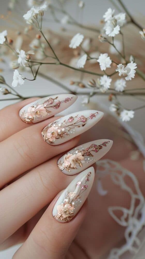 Blossom Bride, stiletto long nails